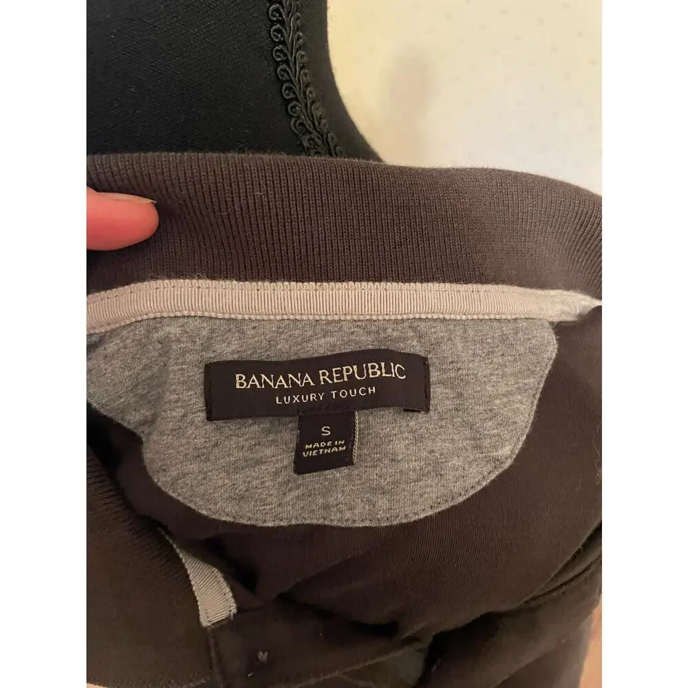 BANANA REPUBLIC Gray Polo Shirt Top 100% Cotton Size Small
